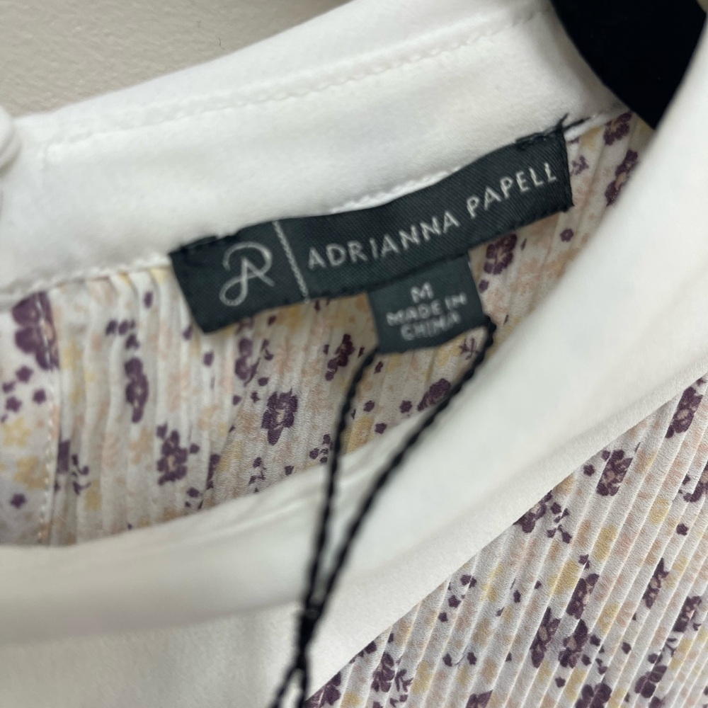 Adrianna Papell Purple Floral Blouse with White Collar - Picture 2 of 6